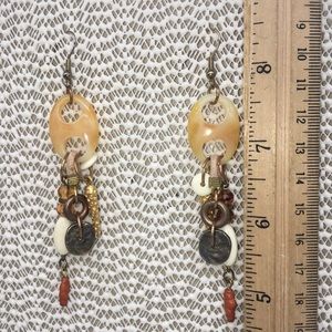 BOHO Dangle Multi Media Texture Natural Stone Ethnic Tribal Pierced Earrings J39